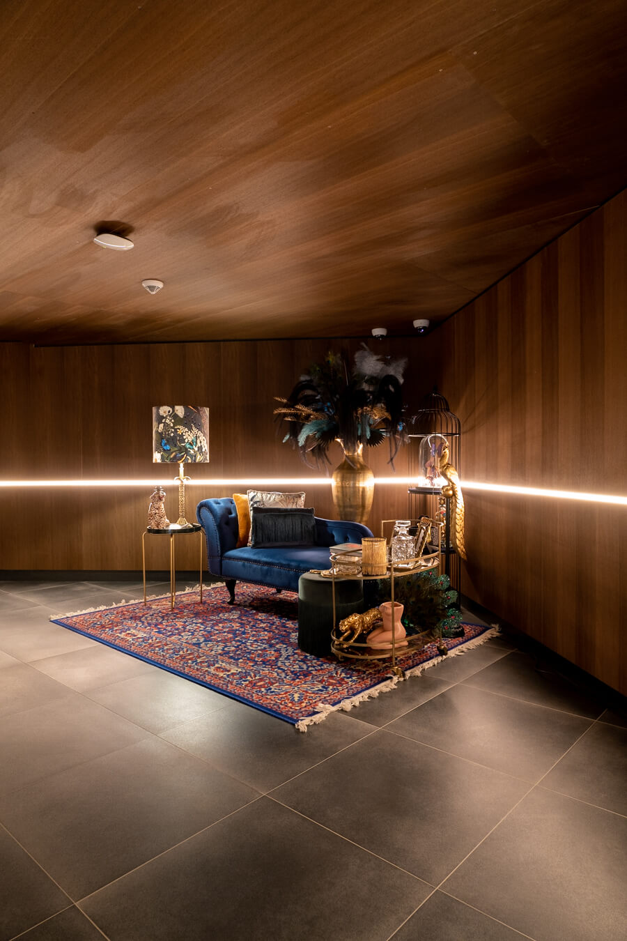 led light line in dark area in eden hotel amsterdam by apto architects