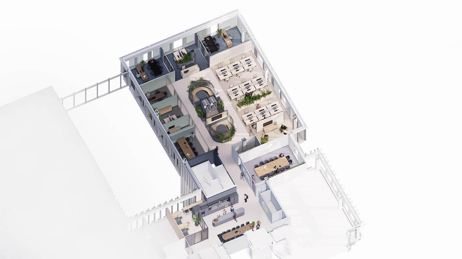 axonometry enstall office clubhouse amsterdam zuidas - apto architects